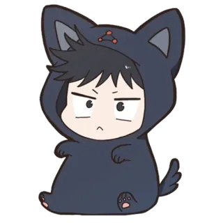 😕 5859644f anime, chibi, cat, hoodie, cartoon telegram sticker
