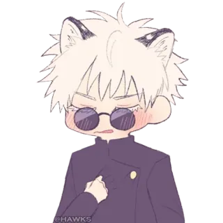 😍 0a66566b @HAWKS 고양이 귀, 애니메이션, 스티커, 만화, 치비 telegram sticker