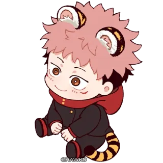 🐯 281132f8 @HAWKS 애니메이션, 치비, 귀여운, 호랑이, 캐릭터, 팬아트, 귀, 꼬리 telegram sticker