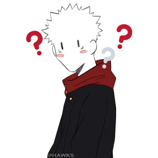❓ 56230bd5 @HAWKS 질문, 혼란스러움, 생각, 애니메이션, 캐릭터, 귀여운 telegram sticker