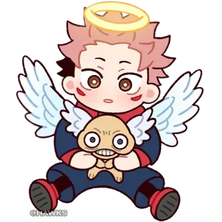 😇 90eee3e4 @HAWKS 치비, 천사, 귀여운, 애니메이션, 카와이 telegram sticker