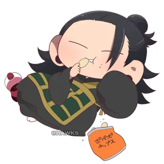 😏 a9b66609 @HAWKS 애니메이션, 만화, 치비, 캐릭터, 간식, 귀여운, 만화 telegram sticker