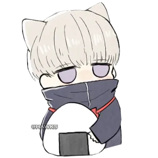 😶 b277ed42 @HAWKS 치비, 애니, 만화, 고양이 귀, 오니기리, 귀여운, 스티커 telegram sticker