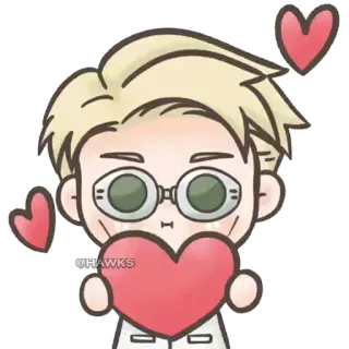 ❤️ c47296a7 @HAWKS 치비, 애니메이션, 사랑, 하트, 캐릭터, 팬아트 telegram sticker