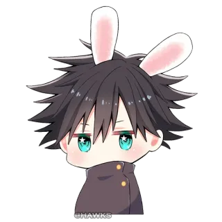 🤩 c919394b @HAWKS 애니메이션, 만화, 토끼 귀, 치비, 귀여운, 만화 telegram sticker