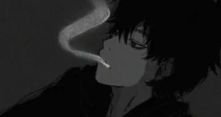 😔 09fe5424 Anime, Rauchen, Zigarette, Monochrom, Dunkel, Cool, Stil telegram sticker