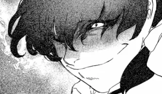 ☺️ f9154b9c Anime, Manga, Monochrom, Porträt, Junge, Grinsen telegram sticker