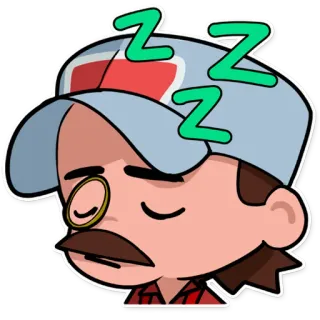 😴 3436ab38 นอนหลับ, การ์ตูน, ผู้ชาย, zzz, เหนื่อย, หมวก telegram sticker