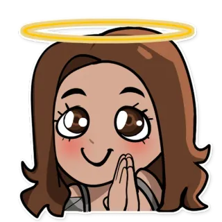 😇 7997b7e6 ผู้หญิง, การ์ตูน, รัศมี, การอธิษฐาน, น่ารัก, จิบิ telegram sticker