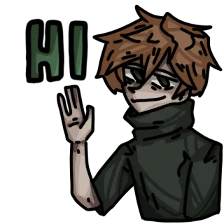 ✋ 3e0f4739 HI приветствие, мальчик, мультфильм, машет telegram sticker