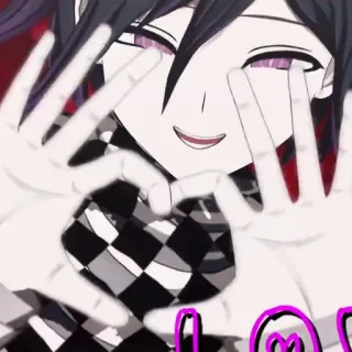 💗 894d41a5 Kokichi Oma Danganronpa V3: Killing Harmony LOVE animé, amour, jeu, personnage, danganronpa, kokichi oma whatsapp sticker