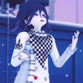 😞 eb65f4f7 Kokichi Oma Danganronpa V3: Killing Harmony animé, jeu vidéo, cheveux violets, personnage whatsapp sticker