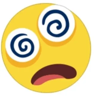 🧐 b98cb37d 이모티콘, 어지러움, 얼굴, 노란색, 나선형 눈, 혼란스러운 telegram sticker