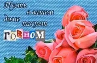 💩 58e507ae Пусть в вашем доме пахнет ГОВНОМ rozen, bloemen, beledigend, belediging, russisch, scheldwoord telegram sticker