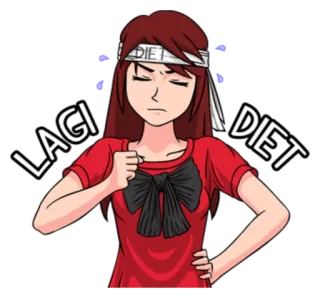 💪 17c18c1e LAGI DIET dieta, perda de peso, fitness, saúde, desenho animado, anime telegram sticker