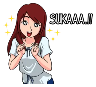 😋 27dada03 SUKAAA!!! mulher, feliz, animada, menina, celebração, positivo telegram sticker