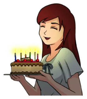🎂 7186a2f7 aniversário, bolo, mulher, celebração telegram sticker