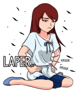😟 c31484b6 LAPER faminto, anime, desenho animado, fome, indonésio, estômago, feminino telegram sticker