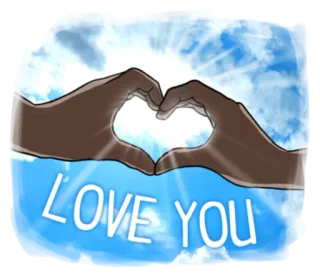 💞 e306396d LOVE YOU amor, coração, mãos, céu, azul, romântico, afeição telegram sticker