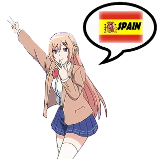 🇪🇸 34c1aed7 SPAIN アニメ, 女の子, 旗, スペイン, ピースサイン, スペイン語 telegram sticker