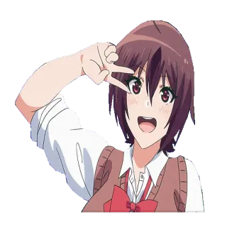 ✌️ 58970b3e アニメ, 女の子, ピースサイン, 制服, 漫画, キャラクター telegram sticker