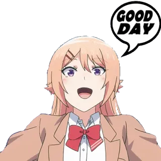 ☀️ a221bf1c GOOD DAY アニメガール, 良い一日, 幸せ, 挨拶, 陽気, かわいい, キャラクター telegram sticker