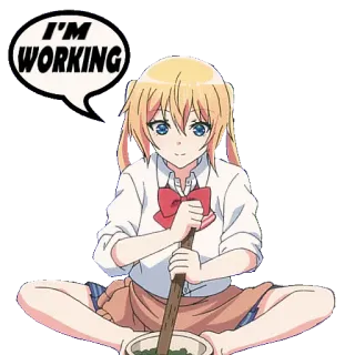 🛠 b73dc18a I'M WORKING アニメ, 女の子, 作業中, かき混ぜる, 料理 telegram sticker
