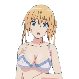 😧 f294cc45 アニメ, 女の子, 金髪, 青い目, びっくり, ブラジャー telegram sticker
