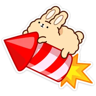 🚀 8c1a53bd Hase, Häschen, Rakete, Feuerwerk, Tier, Aufkleber, Cartoon telegram sticker
