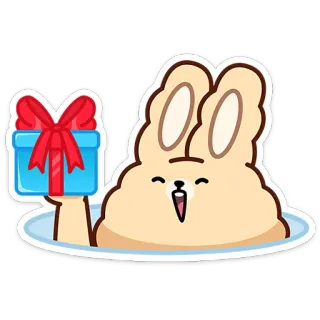 🎁 f6e6f7d6 Hase, Geschenk, niedlich, Cartoon, Tier, Präsent telegram sticker