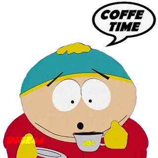 ☕️ 0924927d Eric Cartman South Park COFFE TIME cartman, south park, caffè, pausa caffè, cartone animato, tazza telegram sticker