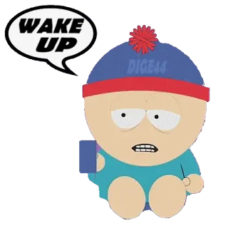 ⏰ 31e99af8 Stan Marsh South Park WAKE UP cartone animato, sveglia, Stan Marsh, South Park, personaggio, animazione telegram sticker