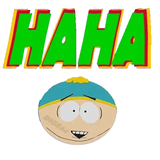 🤣 3d915c71 Eric Cartman South Park HAHA cartone animato, commedia, south park, eric cartman, haha, divertente telegram sticker