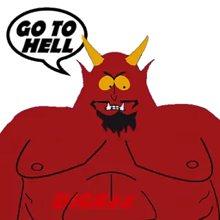 👹 3e6b64ed GO TO HELL diavolo, inferno, cartone animato, mostro telegram sticker