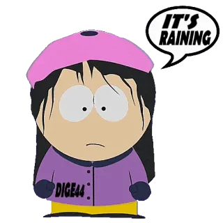 ☔️ f3a9624c Wendy Testaburger South Park IT'S RAINING south park, wendy testaburger, pioggia, cartone animato telegram sticker