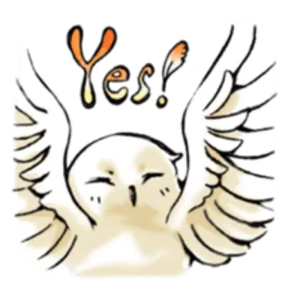 🙂 04b8fa13 Yes! gufo, ali, carino, cartone animato, affermativo, positivo, uccello telegram sticker