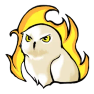 😤 5dbdcae7 gufo, fuoco, arrabbiato, uccello, animale, cartone animato, fiamme telegram sticker