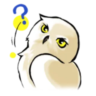 ❔ 7dbfe2b6 gufo, animale, uccello, domanda, pensando, cartone animato telegram sticker