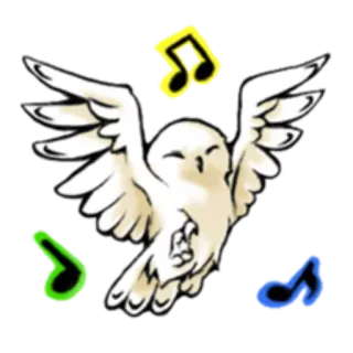 🎼 b0504caa gufo, musica, note, volare, uccello, carino, animato telegram sticker