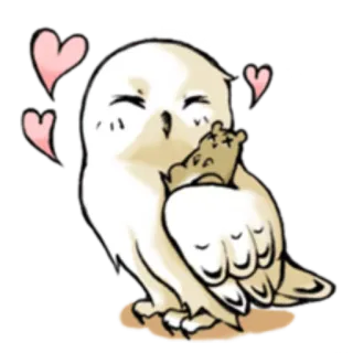 😍 bb488ce4 gufo, animale, carino, cuori, amore, cartone animato telegram sticker