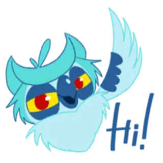 🙂 12ad6dcb Hi! 猫头鹰, 问候, 挥手, 卡通, 鸟 telegram sticker