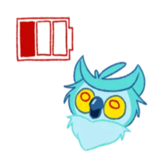 😶 6fa30d01 猫头鹰, 电池, 低电量, 卡通, 动物 telegram sticker