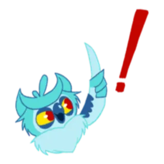 ❕ ad479d50 猫头鹰, 卡通, 感叹号, 可爱, 蓝色, 鸟 telegram sticker