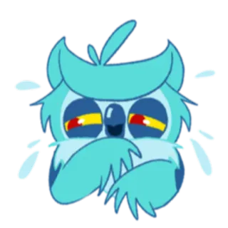 😰 f1100800 猫头鹰, 可爱, 蓝色, 卡通, 动物, 贴纸 telegram sticker