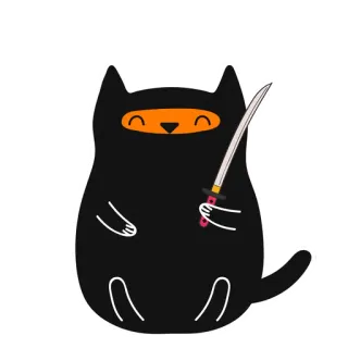 😡 110199d2 gato, ninja, espada, dibujo animado, animal, mascota telegram sticker