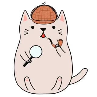 😲 61429ed8 gato, detective, lupa, pipa, sombrero, mascota telegram sticker