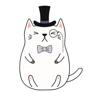 😧 9c3c3bf0 gato, monóculo, sombrero de copa, pajarita, caballero, elegante telegram sticker