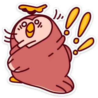 😵 0ece8573 owl, cartoon, alert, exclamation, cute, sticker telegram sticker