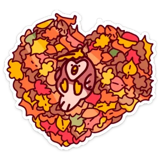 😄 3c05c218 owl, leaves, autumn, fall, pile, cute, cartoon telegram sticker