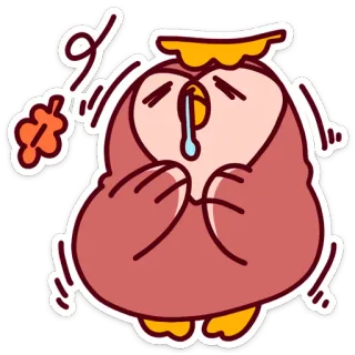 😷 72036798 owl, sleepy, cartoon, cute, bird, fall, autumn telegram sticker